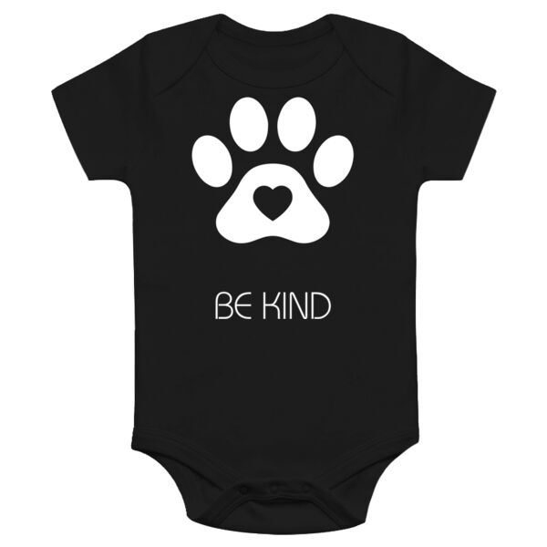 Be_Kind_Blk_Paw_Invert_Onesie Thumbnail