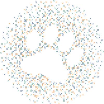 Exploded paw heart cross stitch  tabanni colors Thumbnail